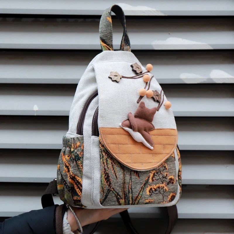 Fashion 3D Cartoon Embroidery Women's Backpack