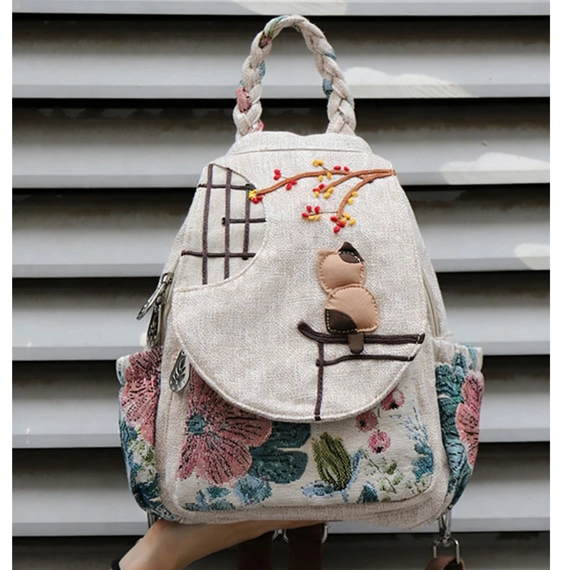 Fashion 3D Cartoon Embroidery Women's Backpack