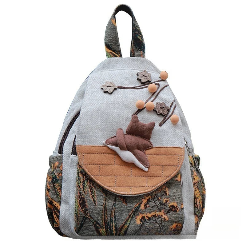 Fashion 3D Cartoon Embroidery Women's Backpack