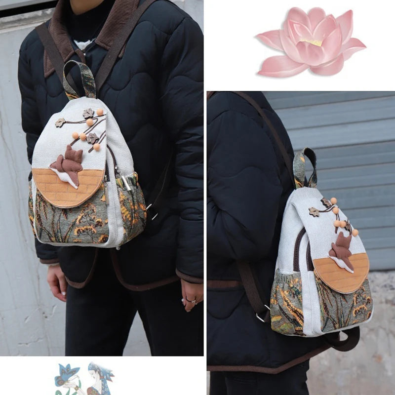 Fashion 3D Cartoon Embroidery Women's Backpack
