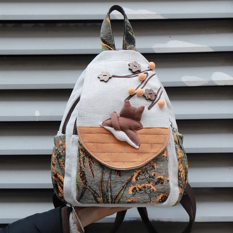 Fashion 3D Cartoon Embroidery Women's Backpack