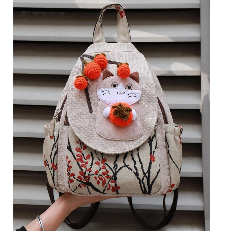 Fashion 3D Cartoon Embroidery Women's Backpack