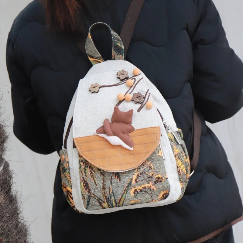 Fashion 3D Cartoon Embroidery Women's Backpack