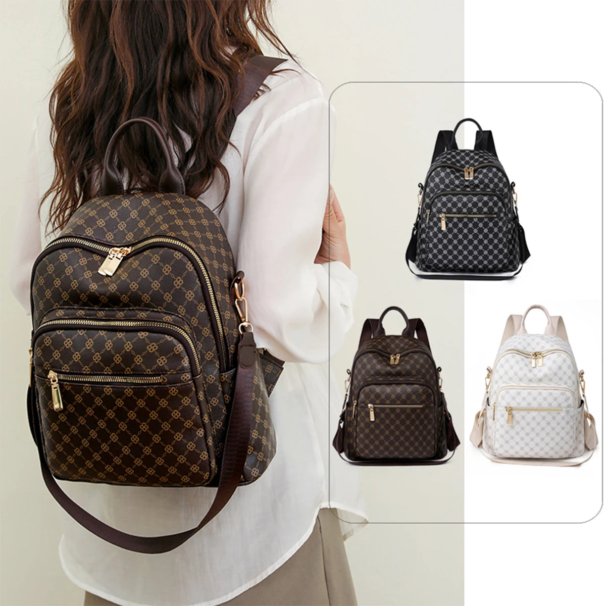 Vintage Geometric Backpack for Women